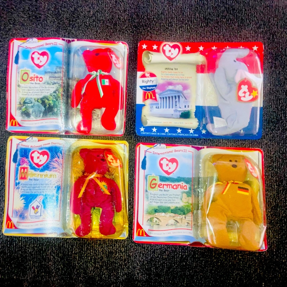 McDonald’s TY Teenie Beanie Babies 2000 set of 4 Sealed Ty Beanie Lot